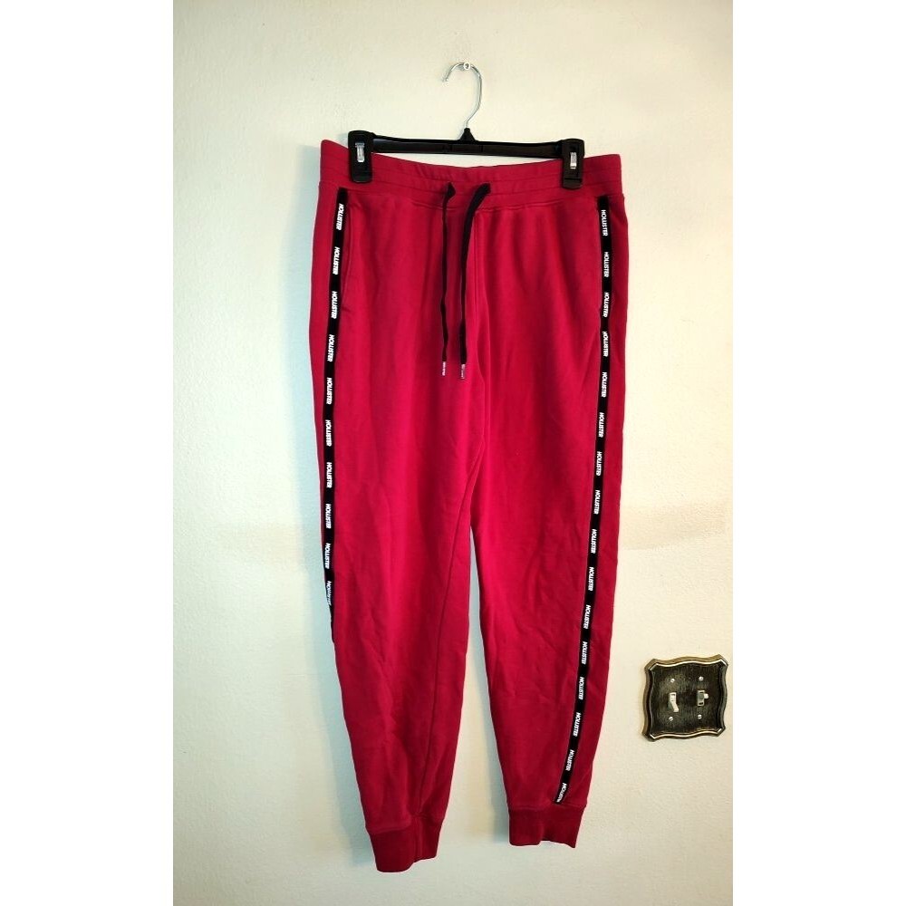 Men's Hollister California Red Sweatpants with Spell Out Logo Size M